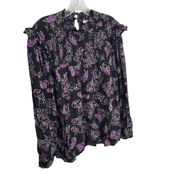 LOFT Tops - Ann Taylor LOFT L Blouse Smocked Paisley Boho Chic Lightweight Coquette Cottage
